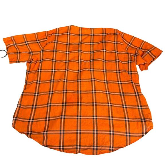 Oklahoma State OSU Cowboys Pokes Orange Plaid Wrap Blouse Top 1X Plus Size NCAA - Picture 2 of 8